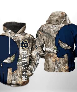 Notre Dame Fighting Irish Camo Veteran Hunting 3D All Over Print Zip Hoodie Gifts For Ncaa Fans