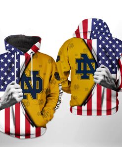 Notre Dame Fighting Irish Ncaa Us Flag 3D All Over Print Hoodie, Zip-Up Hoodie