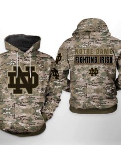 Notre Dame Fighting Irish Ncaa Camo Veteran 3D All Over Print Hoodie, Zip-Up Hoodie