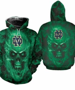 Notre Dame Fighting Irish Skull Lighning 3D All Over Print Zip Hoodie Gifts For Ncaa Fans