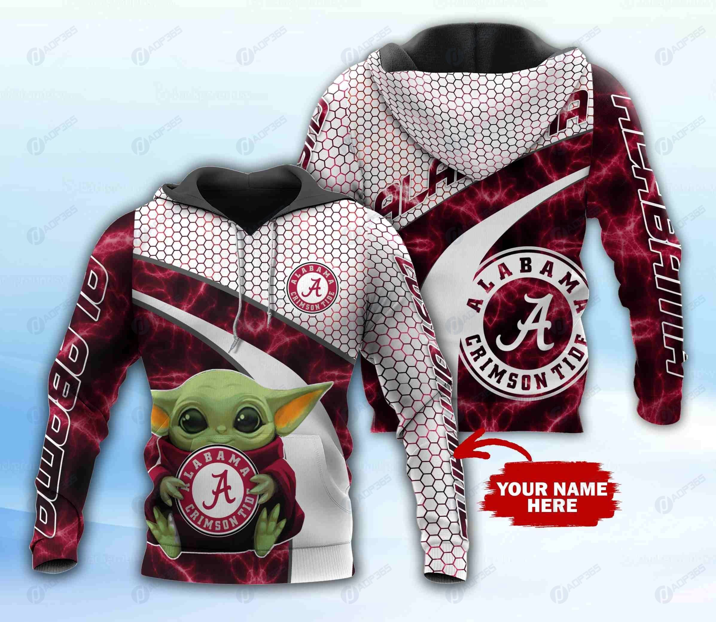 Ntlhd03 Personalized Alabama Crimson Tide 3D All Over Print Zip Hoodie Gifts For Ncaa Fans