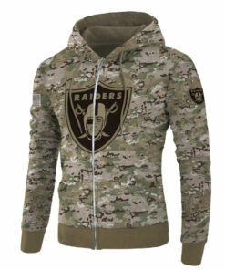 Oakland Raiders Camo Hoodie 3D Printed Pullover Zip Up Hoodies Gifts for Fans