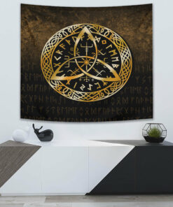 Odin Raven Viking Set Gold Tapestry for Wall Décor