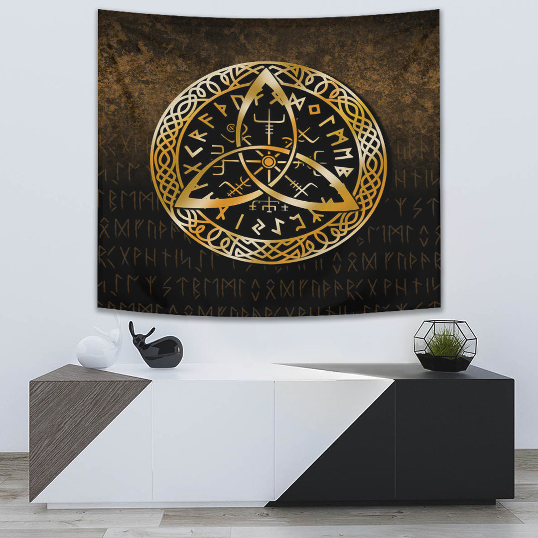 Odin Raven Viking Set Gold Tapestry for Wall Décor