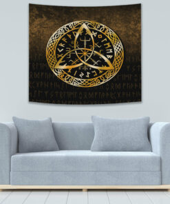 Odin Raven Viking Set Gold Tapestry for Wall Décor