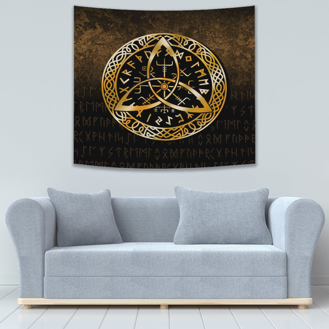 Odin Raven Viking Set Gold Tapestry for Wall Décor