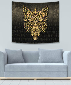 Odin The Allfather Asgard God And Chief Of Aesir Gold Version Tapestry for Wall Décor