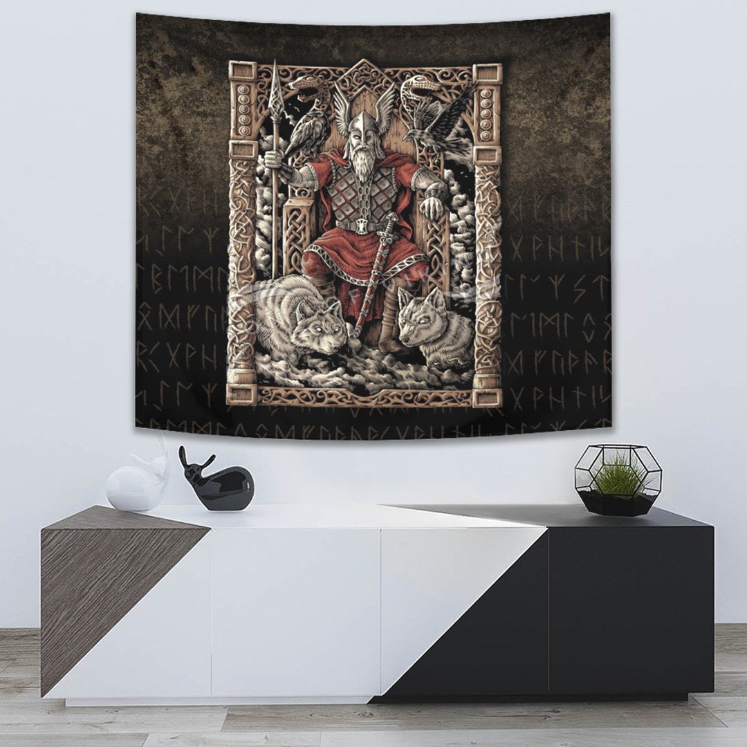 Odin on Throne Tapestry for Wall Décor