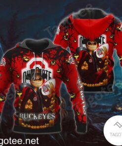 Ohio State Buckeyes Jack Skellington Halloween 3D All Over Print Zip Hoodie Gifts For Ncaa Fans