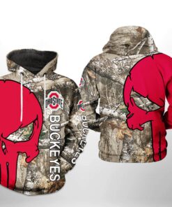 Ohio State Buckeyes Ncaa Camo Veteran Hunting 3D All Over Print Hoodie, Zip-Up Hoodie