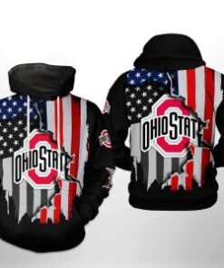 Ohio State Buckeyes Ncaa Us Flag 3D All Over Print Hoodie, Zip-Up Hoodie
