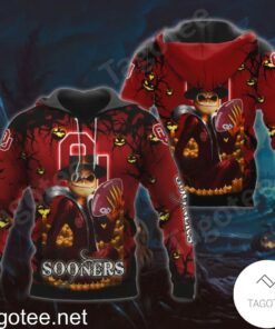 Oklahoma Sooners Jack Skellington Halloween 3D All Over Print Zip Hoodie Gifts For Ncaa Fans