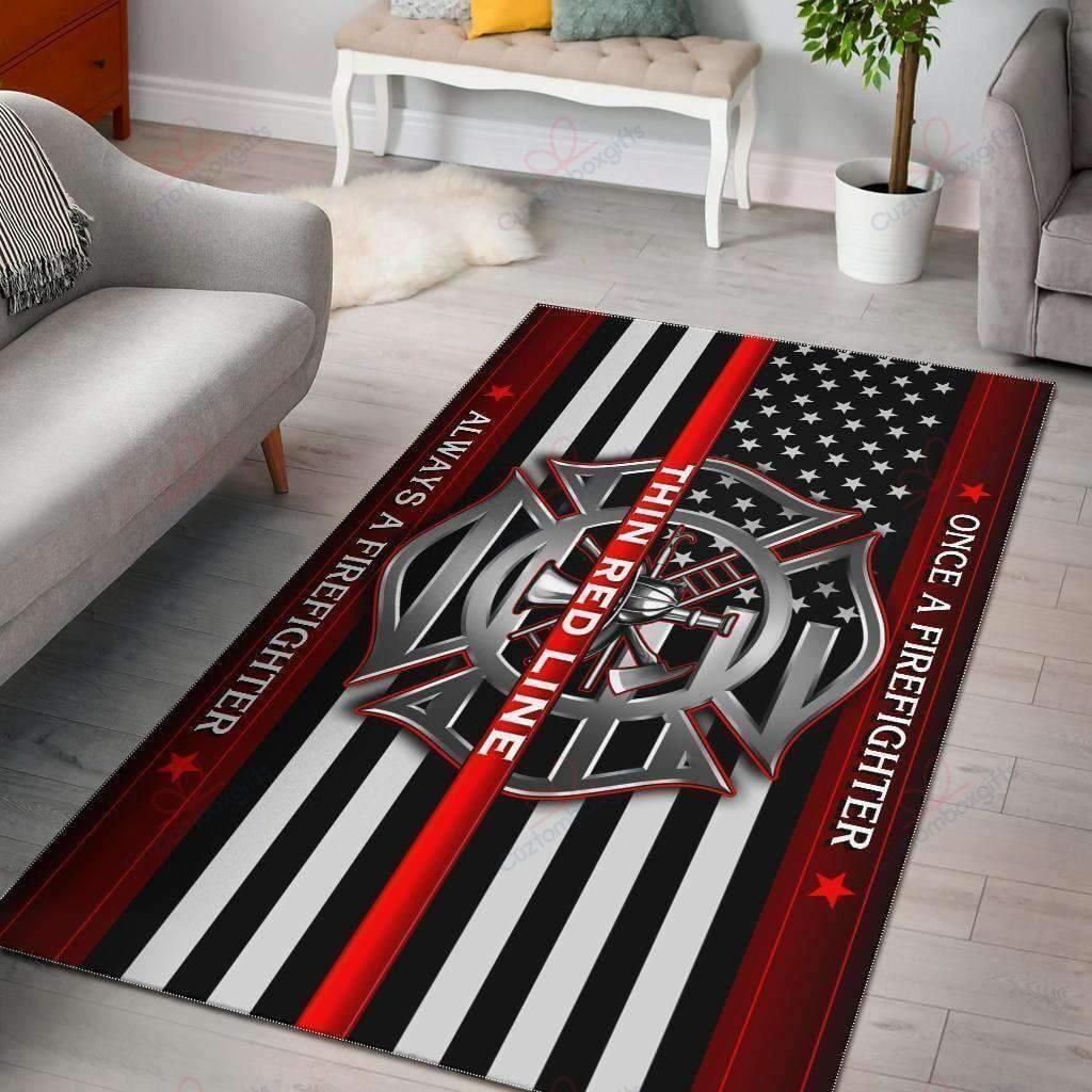 Once A Firefighter Always Firefighter Rugs, Firefighter Area Rug, Fireman Carpet Gifts for Dad, Son, Fireman, Firefighter Lovers