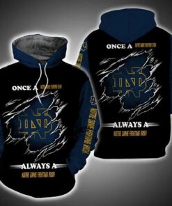 Once A Notre Dame Fighting Irish 3D All Over Print Zip Hoodie Gifts For Ncaa Fans