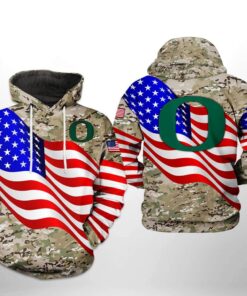 Oregon Ducks Hoodie Us Flag Camo Veteran 3D All Over Print Zip Hoodie Gifts For Ncaa Fans For Fans