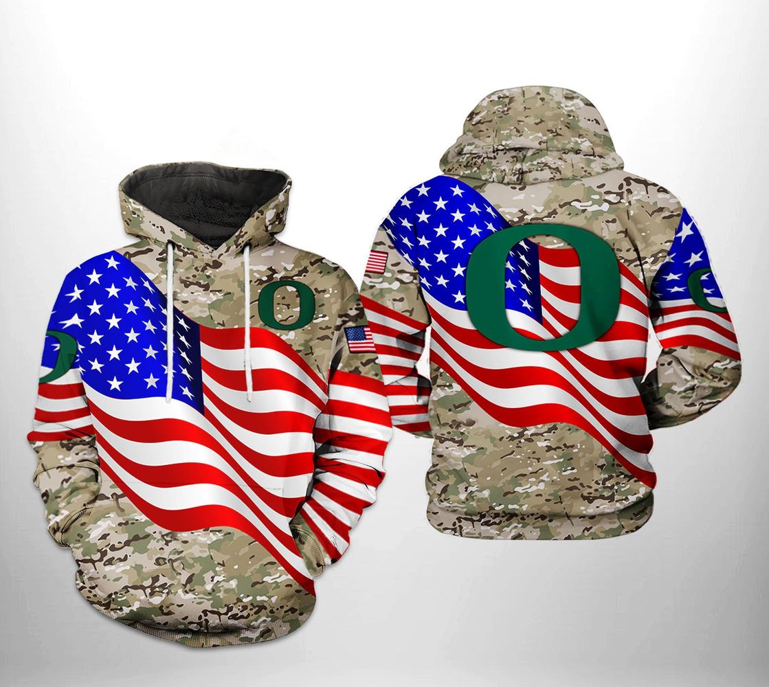 Oregon Ducks Hoodie Us Flag Camo Veteran 3D All Over Print Zip Hoodie Gifts For Ncaa Fans For Fans