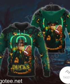 Oregon Ducks Jack Skellington Halloween 3D All Over Print Zip Hoodie Gifts For Ncaa Fans