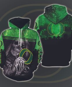 Oregon Ducks Skull Halloween 3D All Over Print Zip Hoodie Gifts For Ncaa Fans