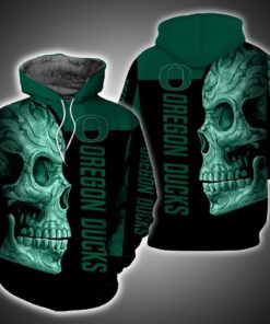 Oregon Ducks Skull Ver.12.15 3D All Over Print Zip Hoodie Gifts For Ncaa Fans