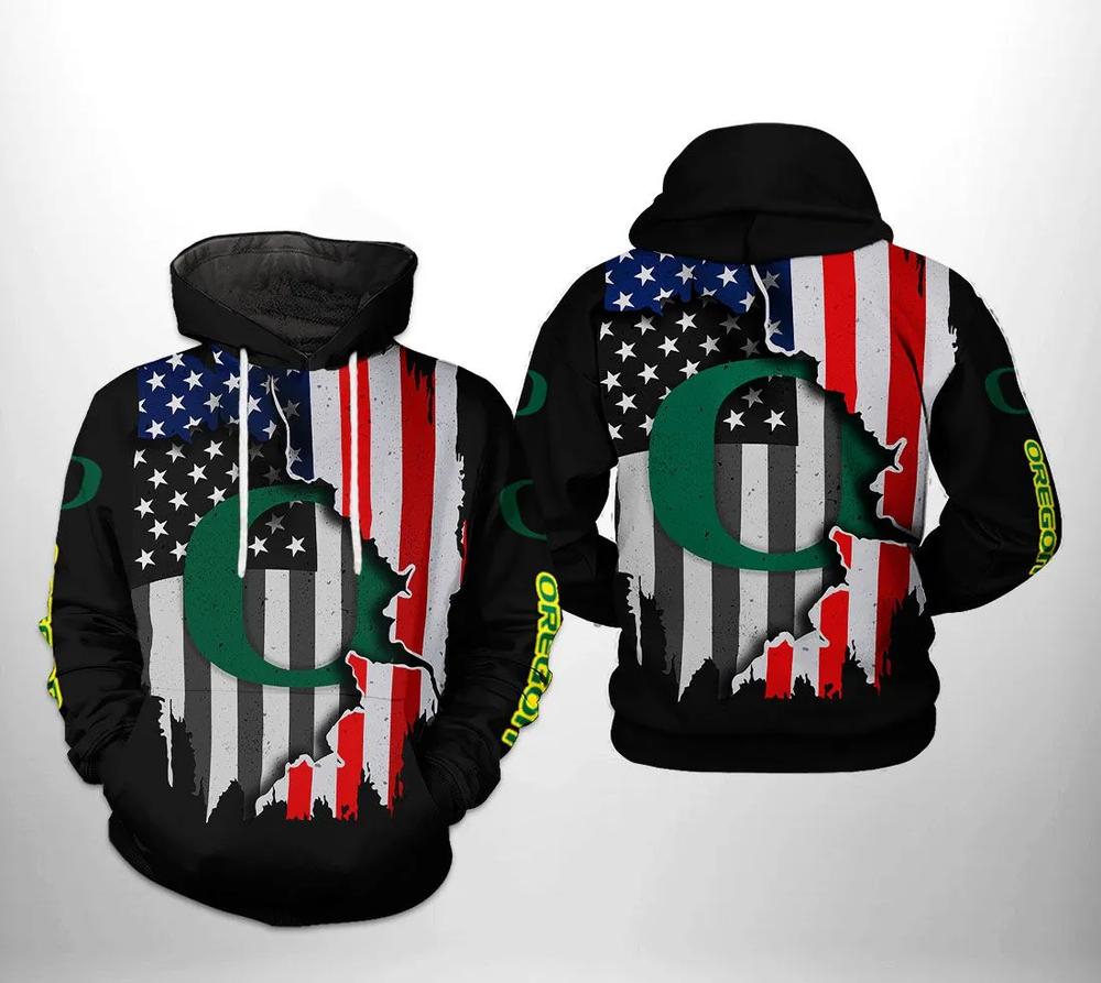 Oregon Ducks With Flag American Distressed 3D All Over Print Zip Hoodie Gifts For Ncaa Fans