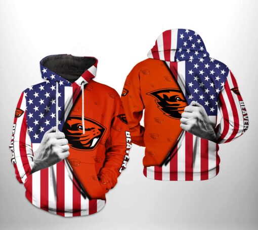 Oregon State Beavers Ncaa Us Flag 3D All Over Print Hoodie, Zip-Up Hoodie