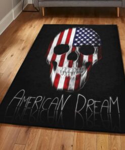 Patriotic Playroom Rug, American Flag Skull Rug, Skull Area Rug, Skull Rug for Living Room Bedroom Home Skull A71