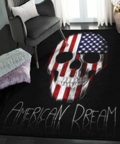 Patriotic Playroom Rug, American Flag Skull Rug, Skull Area Rug, Skull Rug for Living Room Bedroom Home Skull A71
