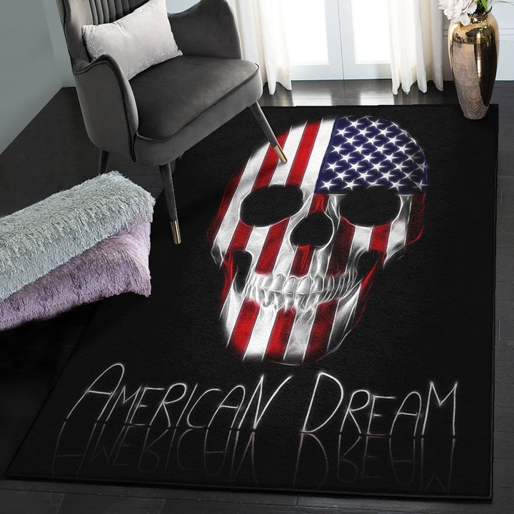 Patriotic Playroom Rug, American Flag Skull Rug, Skull Area Rug, Skull Rug for Living Room Bedroom Home Skull A71