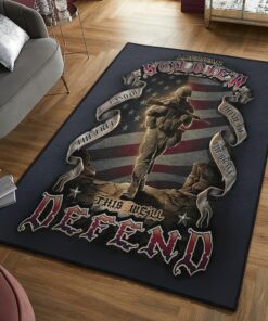 Patriotic Usa Flag Military Soldier Firefighter Police Rugs, Firefighter Area Rug, Fireman Carpet Gifts for Dad, Son, Fireman, Firefighter Lovers