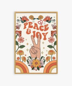 Peace And Joy Motivational Quotes Aesthetic 70s Poster Print Wall Art For Living Room Bedroom