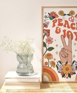 Peace And Joy Motivational Quotes Aesthetic 70s Poster Print Wall Art For Living Room Bedroom