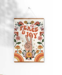 Peace And Joy Motivational Quotes Aesthetic 70s Poster Print Wall Art For Living Room Bedroom