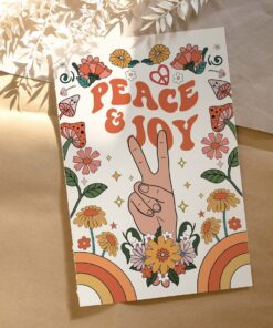 Peace And Joy Motivational Quotes Aesthetic 70s Poster Print Wall Art For Living Room Bedroom