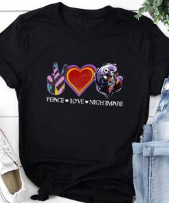 Peace Love Nightmare Shirt, Nightmare Before Christmas, Halloween Shirt, Christmas Shirt, Jack and Sally, Jack Skellington shirt, Sallay Tee Gift For Men Women Kid Hoodie Sweatshirt Toddler Shirt