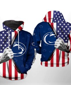 Penn State Nittany Lions Ncaa Us Flag 3D All Over Print Hoodie, Zip-Up Hoodie
