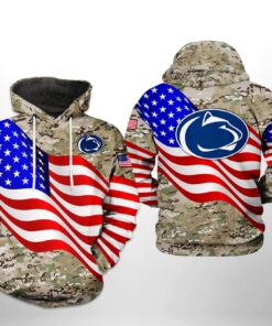 Penn State Nittany Lions Ncaa Us Flag Camo Veteran 3D All Over Print Hoodie, Zip-Up Hoodie