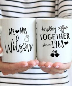 Personalized 54Th Anniversary Wedding Mug, Custom Name Wedding Mug, Parent's Anniversary Mug, Gifts For Couple Husband And Wife, Valentine Gifts