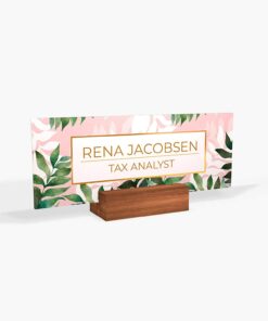 Personalized Acrylic Desk Name Plate Stylish Tropical Watercolor Floral Gifts For Women Boss Co-Worker Friends