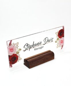 Personalized Acrylic Name Plate For Desk With Rose
