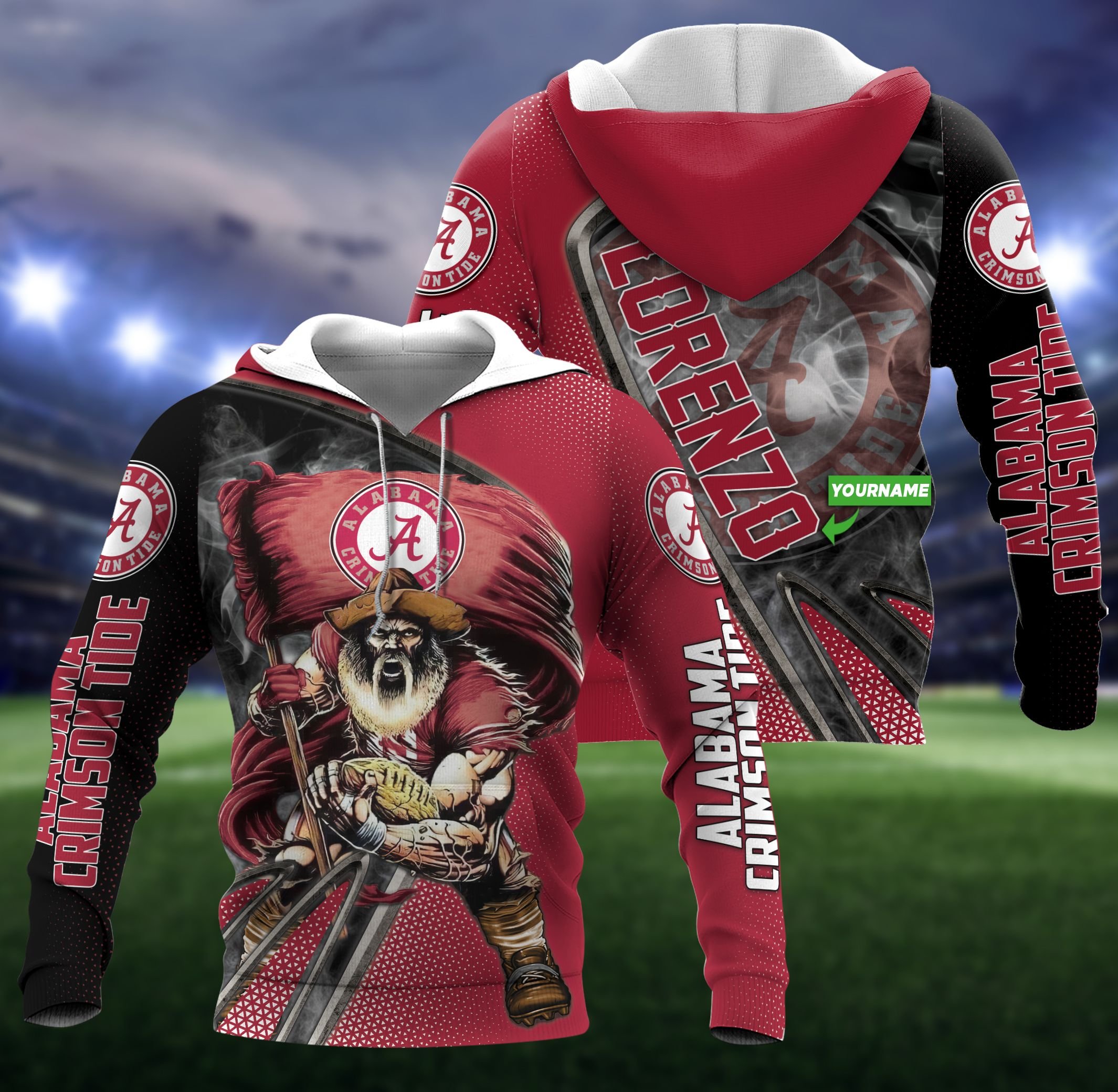 Personalized Alabama Crimson Tide 3D All Over Print Zip Hoodie Gifts For Ncaa Fan