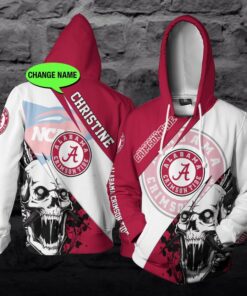 Personalized Alabama Crimson Tide Ncaa Skull Custom 3D All Over Print Hoodie 1
