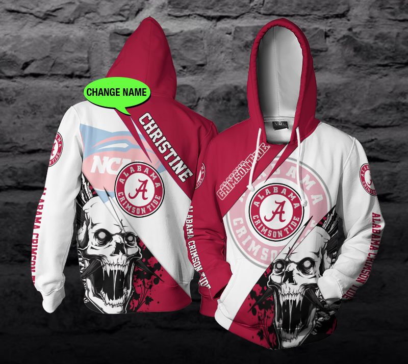 Personalized Alabama Crimson Tide Ncaa Skull Custom 3D All Over Print Hoodie 1