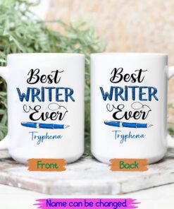 Personalized Author - Writer White Mug, Best Writer Ever Coffee Mug For Men,Women, Writer Ceramic Mug 11Oz 15Oz Gift For Birthday,Retirement, Customized Writing Cup Gifts For Poet,Novelist