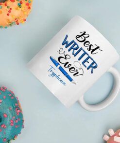 Personalized Author - Writer White Mug, Best Writer Ever Coffee Mug For Men,Women, Writer Ceramic Mug 11Oz 15Oz Gift For Birthday,Retirement, Customized Writing Cup Gifts For Poet,Novelist