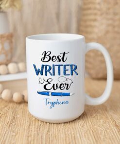 Personalized Author - Writer White Mug, Best Writer Ever Coffee Mug For Men,Women, Writer Ceramic Mug 11Oz 15Oz Gift For Birthday,Retirement, Customized Writing Cup Gifts For Poet,Novelist