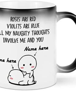 Personalized Couple Mug Roses Are Red Violets Are Blue All My Naughty Thoughts Funny Custom Name Mug, Couple Mug, Gift For Her, Gift For Him Valentines Day Color Changing Mug