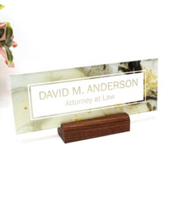 Personalized Desk Name Plate Custom Office Decor Nameplate Gold Marble Sign Gift Women Boss Colleagues