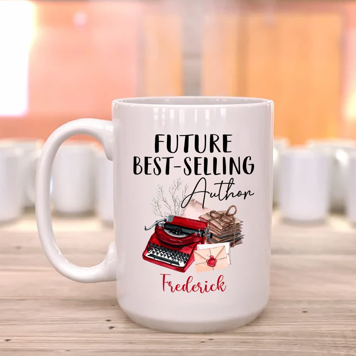 Personalized Future Best - Selling Author White Mug, Writer Coffee Cup 11Oz 15Oz Gifts For Birthday,Anniversary,World Book Day, Book Lover Ceramic Mug Custom Name For Friends,Family,Coworker