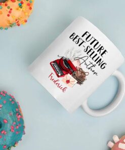Personalized Future Best - Selling Author White Mug, Writer Coffee Cup 11Oz 15Oz Gifts For Birthday,Anniversary,World Book Day, Book Lover Ceramic Mug Custom Name For Friends,Family,Coworker