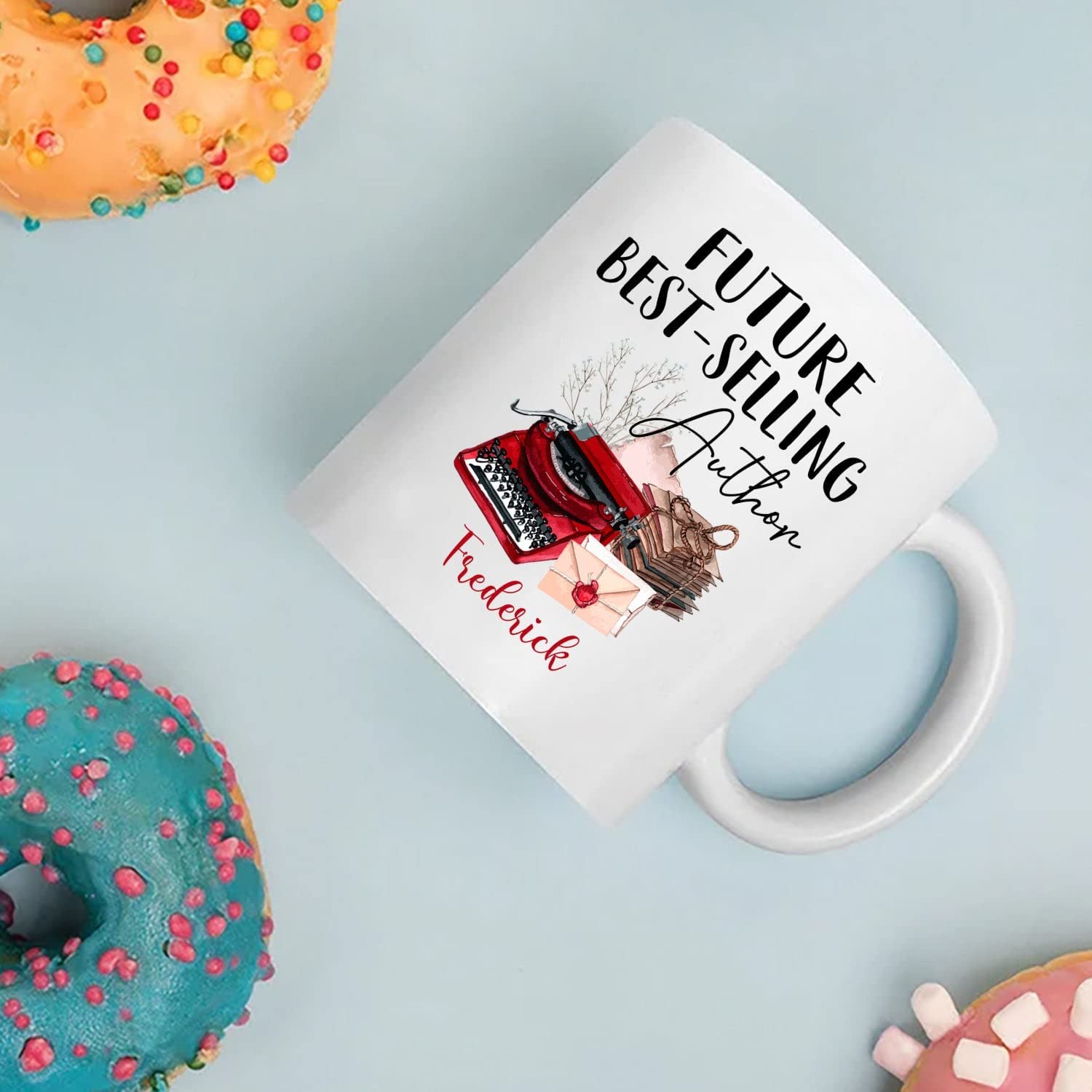 Personalized Future Best - Selling Author White Mug, Writer Coffee Cup 11Oz 15Oz Gifts For Birthday,Anniversary,World Book Day, Book Lover Ceramic Mug Custom Name For Friends,Family,Coworker